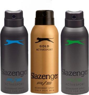 Slazenger Active Sport Gold Yeşil Mavi Deodorant 3x 150ml Set