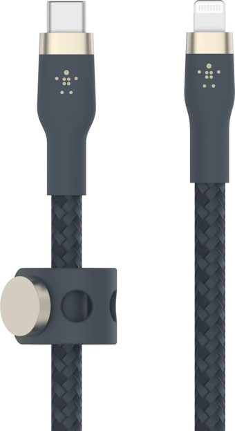Belkin BOOST Pro Flex Apple MFI Lisanslı Type-C to Lightning (3m) Fast Şarj Mıknatıslı Örgülü Kablo Siyah