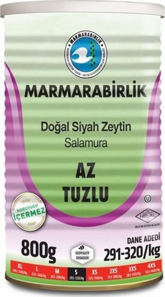 Marmarabirlik Az Tuzlu Siyah Zeytin 800 Gr S 291-320/kg