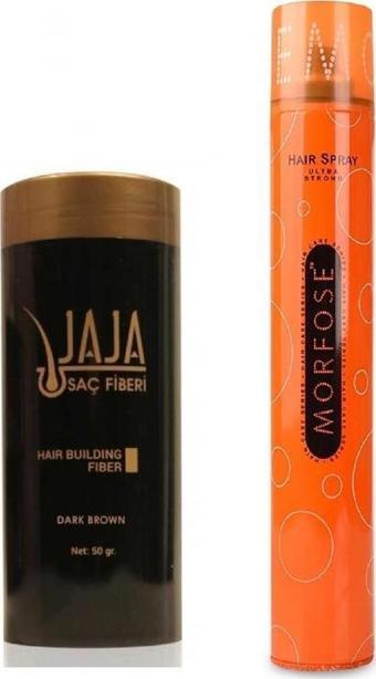 Jaja Fibers Dolgunlaştırıcı Saç Fiberi Siyah 50g-morfose Saç Spreyi Turuncu 400ml