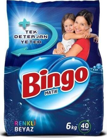 Bingo Toz Çamaşır Deterjanı Renkliler ve Beyazlar 40 Yıkama 6 KG