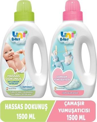 Uni Baby Çamaşır Deterjanı Sensitive 1500Ml+Yumuşatıcı 1500Ml Hassas/Hipoalerjenik Karma (2 Li Set)