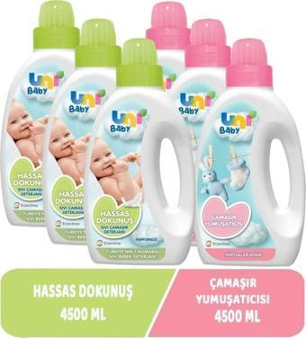 Uni Baby Çamaşır Deterjanı Sensitive 1500Ml+Yumuşatıcı 1500Ml Hassas/Hipoalerjenik Karma (6 Lı Set)