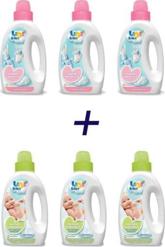 Uni Baby Yeşil Kapak Deterjan (3 Adet) 1500 Ml+Yumuşatıcı (3 Adet) 1500 Ml