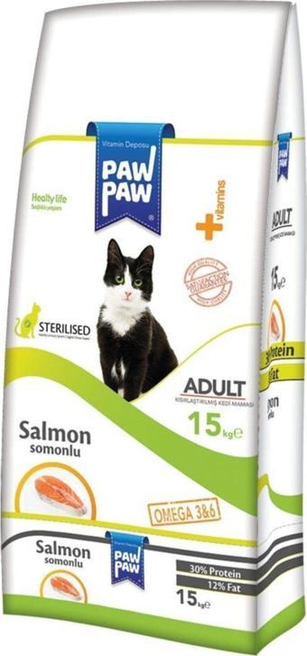 Paw Paw Sterilised Somonlu Kısırlaştırılmış Kedi Maması 15 kg