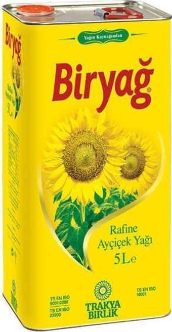 Biryağ Rafine Ayçiçek Yağı Teneke 5 lt