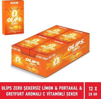 Olips Zero Şekersiz Limon & Portakal & Greyfurt Aromalı C Vitaminli Şeker 28 gr - 12 Adet