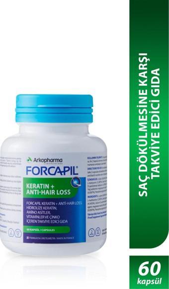 Arkopharma Forcapil® Keratin + Anti-Hair Loss – Saç Dökülmesine Karşı Takviye Edici Gıda - 60 Kapsül