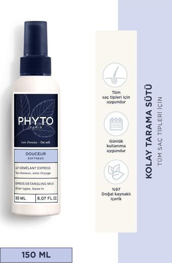 Phyto Softness Express Detangling Milk Tüm Saç Tipleri Için Kolay Tarama Sütü 150 Ml