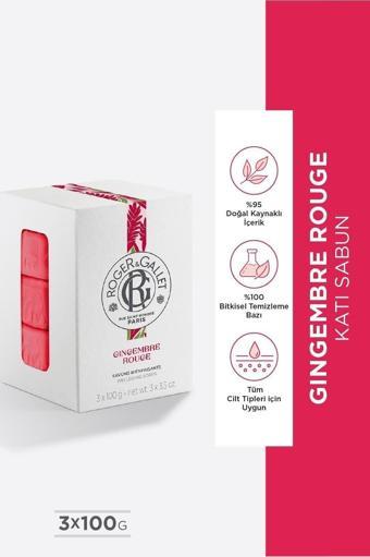 Roger&Gallet Gingembre Rouge Bitkisel, Zencefil Özlü, Canlandırıcı, Parfümlü Katı Sabun 3X100Gr