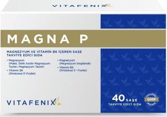 Vitafenix Magna P Magnezyum Ve Vitamin B6 Içeren 40 Saşe Takviye Edici Vegan Gıda