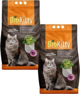 Biokitty Bebek Pudra Kokulu Ince Taneli Doğal Bentonit Kedi Kumu 10 Lt X 2 Adet