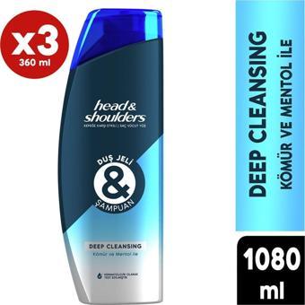 Head&Shoulders Duş Jeli Ve Şampuan Deep Cleansing 360 Ml X 3 Adet