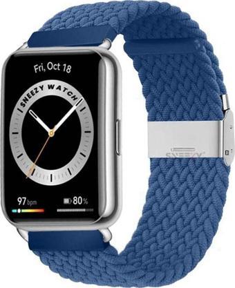 Sneezy Huawei Watch Fit 2 İle Uyumlu Metal Klips Solo Fiberlink Örgü Kordon