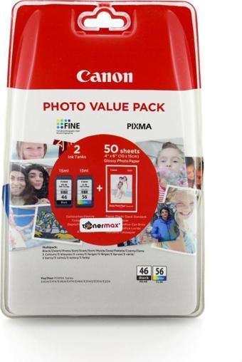 Canon PG-46 Renkli + CL 56 Siyah 2'li Kartuş Seti