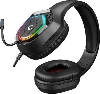 Rampage RM-K90 Vector RGB Kablolu Mikrofonlu Kulak Üstü Oyuncu Kulaklığı Siyah