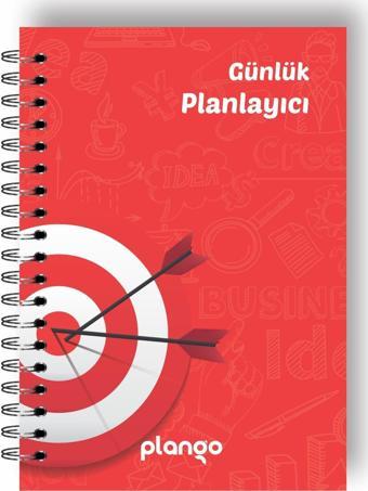 Plango Kırmızı Hedef Günlük Planlayıcı Defter - Daily Planner - Ders Çalışma Planlayıcı Defteri - Planlama