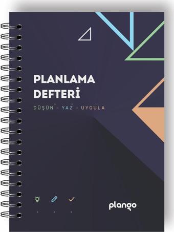 Plango Siyah Lacivert Günlük Planlayıcı Defter - Daily Planner - Ders Çalışma Planlayıcı Defteri - Planlama