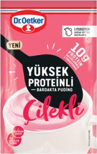 Dr. Oetker Bardakta Yüksek Proteinli Çilekli Puding ( 5 Adet ) 