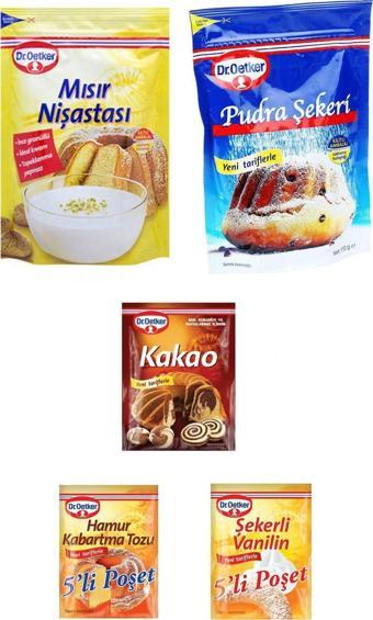 Dr. Oetker Kurabiye Malzeme Paketi-2 Mısır Nişastası Pudra Şekeri Vanilya Kakao Kabartma Tozu