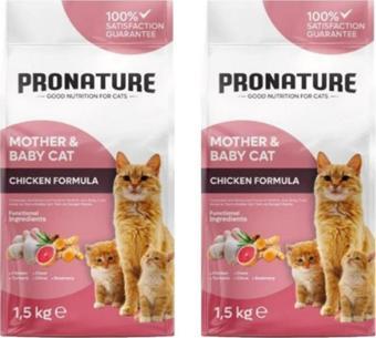 Pronature Mother & Baby Tavuk Etli Kuru Kedi Maması 1,5 Kg*2 Adet