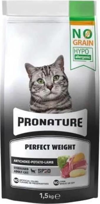 Pronature Perfect Weight Tahılsız Kısırlaştırılmış Kuzu Etli Patatesli ve Enginarlı Yetişkin Kuru Kedi Maması 1,5 Kg