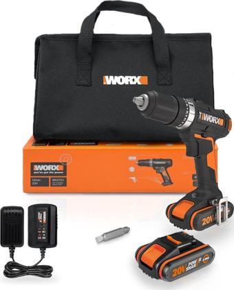 WORX WX370.1 20Volt/2.0Ah. Li-ion Çift Akülü Profesyonel Şarjlı Darbeli Matkap