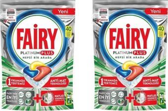 Fairy Platinum Plus Bulaşık Makinesi Deterjanı Kapsülü Tableti 40'lı x 2 Paket