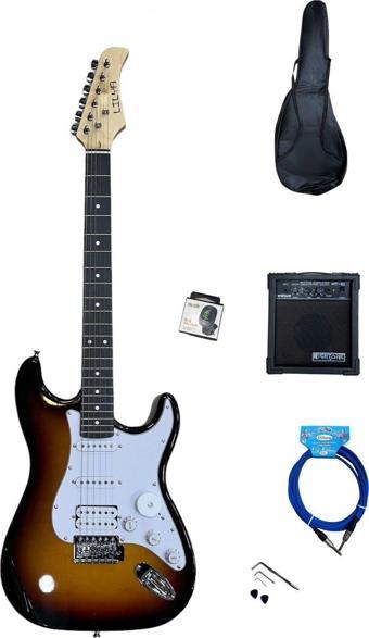 Lilya Elektro Gitar Strat Kasa (Kahverengi) Set