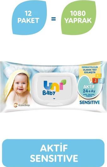 Uni Baby Aktif Sensitive Islak Mendil 12 x 90 Yaprak