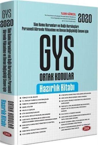 2020 Türkiye Kamu Kurumları ve Bağlı Kuruluşları Personeli GYS ve Unvan Değişikliği Ortak Konular Hazırlık Kitabı - Data Yayınları