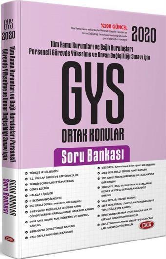 2020 Türkiye Kamu Kurumları ve Bağlı Kuruluşları Personeli GYS ve Unvan Değişikliği Ortak Konular Soru Bankası - Data Yayınları