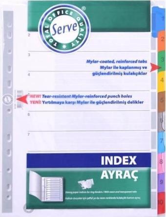 Serve Seperatör 1-10 Rakamlı Renkli A4 SV5524K