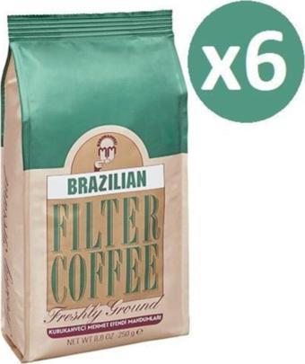 Kurukahveci Mehmet Efendi Brazilian Filtre Kahve 250 Gr 6 Adet