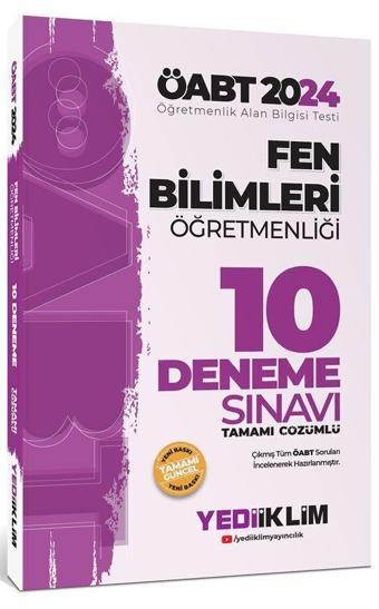 2024 ÖABT Fen Bilimleri Öğretmenliği Tamamı Çözümlü 10 Deneme Sınavı - Yediiklim Yayınları