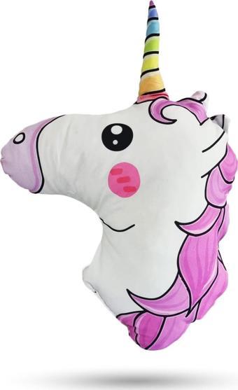 46 cm Unicorn Yastık - Renkli Unicorn Yastık - Çocuk Yastık - Bebek Yastık Elyaf Yastık Atcık Yastık