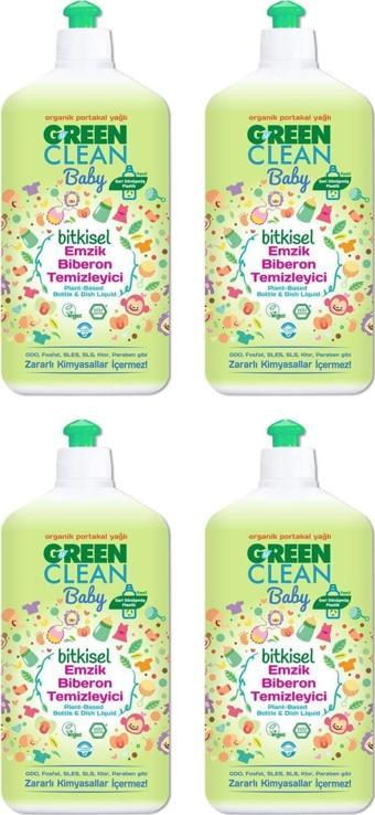 U Green Clean Baby Organik Portakal Yağlı Bitkisel Emzik Biberon Temizleyici 500Ml 4'Lü