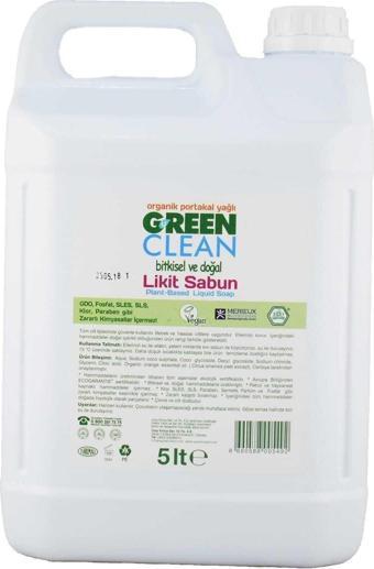 U Green Clean Organik Portakal Yağlı Bitkisel Doğal Sıvı El Sabunu 5 Lt