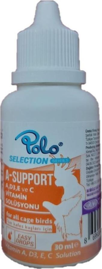 Polo A-Support (A,D3,E Ve C Vitamin Solüsyonu) Kuş Multi Vitamini 30 ml