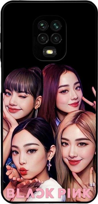 PrintiFy Xiaomi Redmi Note 9 Pro ile Uyumlu Silikon Arkası Cam Kapak BlackPink Tasarımlı Cam Kılıf