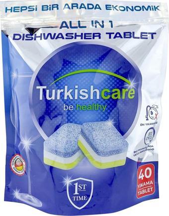 Turkishcare Hepsi Bir Arada Ekonomik 40 Yıkama Bulaşık Deterjanı Premium Tablet