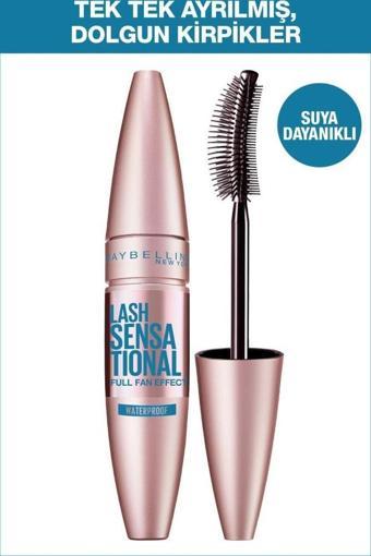 Maybelline New York Lash Sensational Yelpaze Etkili Suya Dayanıklı Siyah Waterproof Maskara