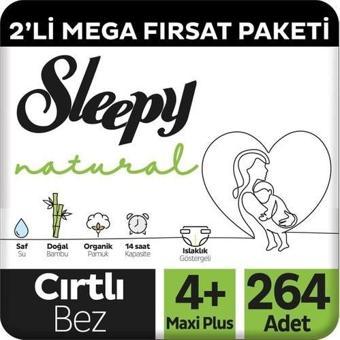 Sleepy Natural 2'li Mega Fırsat Paketi Bebek Bezi 4+ Numara Maxi Plus 264 Adet