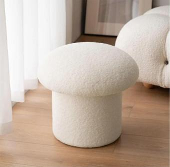 MiniWood Mantar Puf Mushroom Renkli Puf Teddy Kumaş Bench