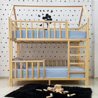 MiniWood Montessori Yatak Çatılı Doğal Ahşap Ranza Karyola