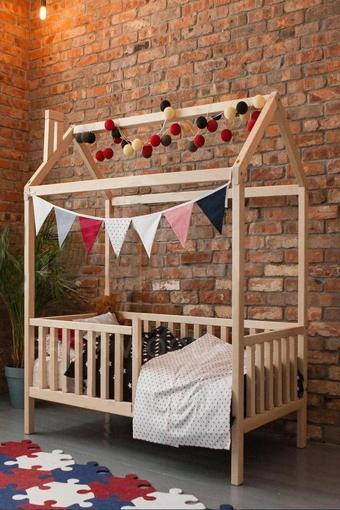 MiniWood Montessori Çocuk Yatak 90x190 Karyola Bebek Beşik Sinem