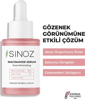 Sinoz Gözenek Sıkılaştırıcı Sebum Dengeleyici Sivilce Karşıtı Serum Niacinamide 10% + Zinc Pca 1% 30 Ml