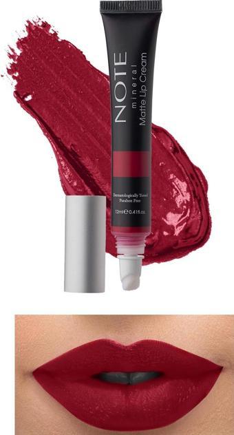 Note Mineral Matte Lip Cream Yarı Mat Bitişli Likit Ruj 06 Go Red - Kırmızı