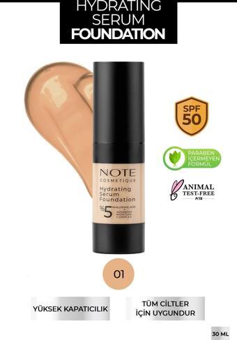 Note Hydrating 01 Nemlendirici Etkili Hyaluronik Asitli Spf 50 Serum Fondöten