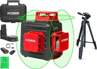 KOBB KBL34GTP 40 Metre Profesyonel Li-ion Şarjlı 3X360⁰ Otomatik Hizalamalı Yeşil Çapraz Çizgi Lazer Distomat + Tripod